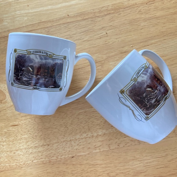 Pair of Currier & Ives Skating on the Pond mugs☕️ - Picture 1 of 6